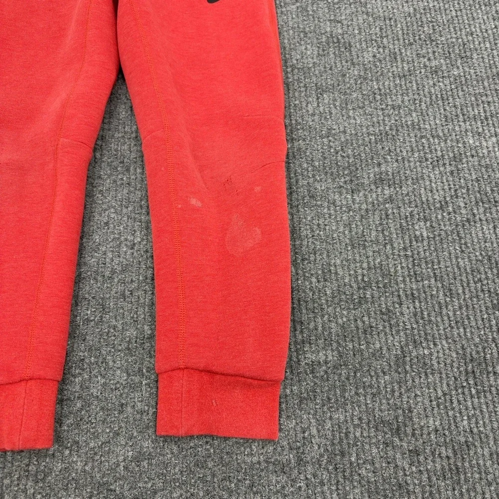 Nike Tech Fleece Joggers Boys S Red Cotton Blend Tapered Sweatpants Athletic